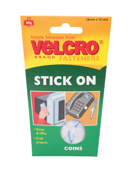 STICK ON COINS 16MM WHITE H & L VELCRO® brand