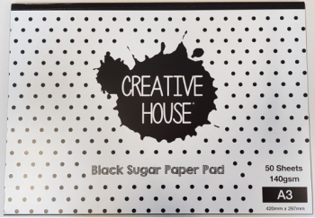 CREATIVE HOUSE BLACK PAD - A3 50 SHEETS 140gsm SUGAR PAPER