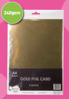 A4 240gsm FOIL CARD GOLD 4 SHEETS CREATIVE HOUSE
