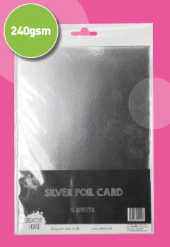 A4 240gsm FOIL CARD SILVER 4 SHEETS CREATIVE HOUSE