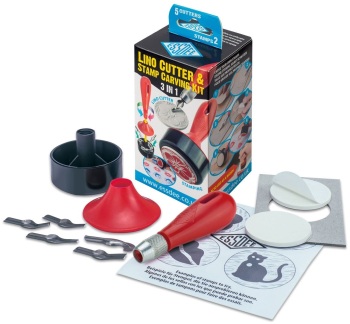 3 IN 1 LINO CUTTER & STAMP CARVING KIT - 5 CUTTERS  L5B2D