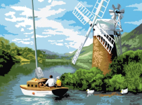 R&L WINDMILL ON THE RIVER LARGE PAINT BY NUMBERS PAL7