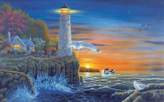 R&L WATERSIDE LIGHTHOUSE LARGE PAINT BY NUMBERS PAL18