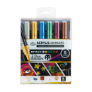 R&L ACRYLIC PAINT MARKERS - 6 METALLIC REVERSIBLE MARK-2729
