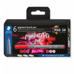 STAEDTLER PIGMENT ARTS BRUSH 6 PEN SET REDS & PINKS 371C6-1