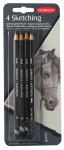 DERWENT SKETCHING PENCILS 4 BLISTER 39003