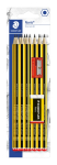 STAEDTLER PENCIL + ERASER + SHARPENER B/CARD 121-SBK10