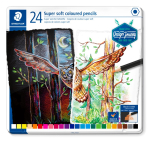 STAEDTLER SUPER SOFT COLOURED PENCIL TIN 24 ASS COLOURS