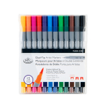 R&L DUAL TIP BRUSH/FINELINER ARTIST MARKER 12 PC MARK-2201