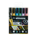 R&L CHALK MARKERS 6PC METALLIC REVERSIBLE TIP MARK-2803