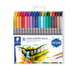 STAEDTLER DOUBLE-ENDED FIBRE -TIP PEN PACK 36 ASS COLOURS