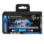 STAEDTLER PIGMENT ARTS BRUSH 6 PEN SET BLUE & VIOLET 371C6-2