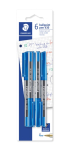 STAEDTLER 430 STICK BALLPOINT PEN MEDIUM BLUE B/CARD 6PCS
