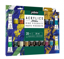PEBEO STUDIO ACRYLIC 20 x 20ml TUBES WITH BRUSH 833426