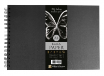 A4 LANDSCAPE ARTIST HARDBACK BLACK PAPER SKETCH BOOK C&D