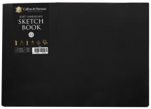 A3 LANDSCAPE SOFT SKETCH BOOK 20 SH WHITE PAPER BLACK COVER