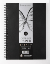 A4 ARTIST HARDBACK SPIRAL SKETCH BOOK BLACK COVER WIRO