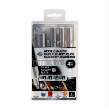 R&L ACRYLIC PAINT MARKERS - 4 SILVER ASS TIPS MARK-2704