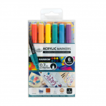 R&L ACRYLIC PAINT MARKERS - 6 ULTRA FINE RAINBOW MARK-2742