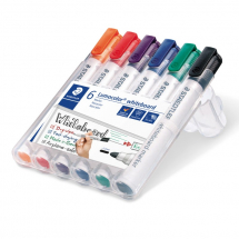 STAEDTLER LUMOCOLOR WHITEBOARD MARKER BULLET TIP 6PCS 351WP6