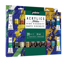 PEBEO STUDIO ACRYLIC 20 x 20ml TUBES WITH BRUSH 833426