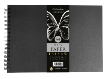 A4 LANDSCAPE ARTIST HARDBACK BLACK PAPER SKETCH BOOK C&D