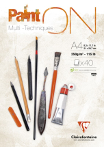 CLAIREFONTAINE PAINT ON WHITE PAD A4 250GSM 40SH 96537C