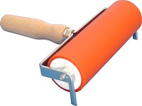 ABIG WOODEN HANDLE LINO ROLLER - 150mm X 50mm