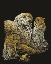 R&L RETRIEVER & PUPPIES SCRAPERFOIL GOLD GOLF11