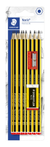 STAEDTLER PENCIL + ERASER + SHARPENER B/CARD 121-SBK10