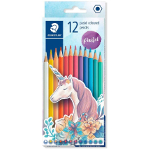 STAEDTLER COLOURED PENCIL 12PK WOOD FREE UNICORN     175 C12Y