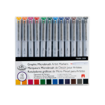 R&L MICROBRUSH PIGMENTED INK GRAPHIC MARKER 12 PC MARK-2301