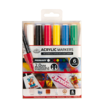R&L ACRYLIC PAINT MARKERS - 6 PRIMARY REVERSIBLE MARK-2721
