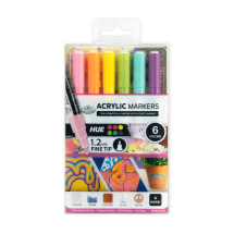 R&L ACRYLIC PAINT MARKERS - 6 FINE TIP - HUE MARK-2780