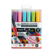 R&L ACRYLIC PAINT MARKERS -12 REVERSIBLE PRIMARY MARK-2783