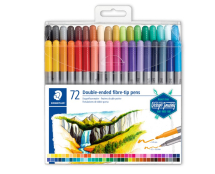 STAEDTLER DOUBLE-ENDED FIBRE -TIP PEN PACK 72 ASS COLOURS