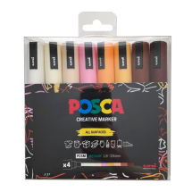 PC-5M 8PC PACK NEUTRALS POSCA MEDIUM BULLET TIP