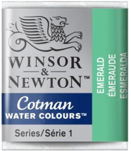 WN COTMAN WATERCOLOUR 1/2 PAN EMERALD 0301235