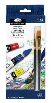 R&L 12 ML ACRYLIC PAINT 12 PK WITH BRUSH ACR12