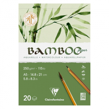 CLAIREFONTAINE GLUED PAD A5 20 SHEETS BAMBOO 250G 975918C