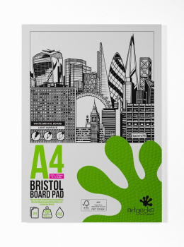 GECKO A4 BRISTOL BOARD SMOOTH SKETCH PAD 20 SH 250gsm GEC016
