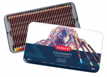 DERWENT COLOURSOFT PENCILS TIN OF 36 0701028