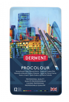 DERWENT PROCOLOUR TIN OF 12 PENCILS 2302505
