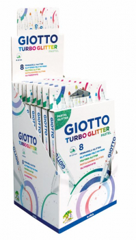 GIOTTO TURBO GLITTER FELT TIP PASTEL 8 SET     F426300