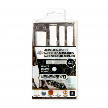 R&L ACRYLIC PAINT MARKERS - 4 WHITE ASS TIPS MARK-2702
