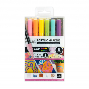 R&L ACRYLIC PAINT MARKERS - 6 FINE TIP - HUE MARK-2780
