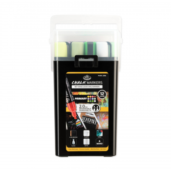 R&L CHALK MARKERS - 12 PRIMARY REVERSIBLE TIP MARK-2806