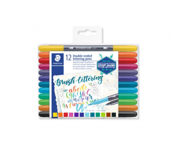 STAEDTLER DOUBLE-ENDED LETTERING PEN PK 12 ASS COL
