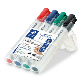 STAEDTLER LUMOCOLOR WHITEBOARD MARKER BULLET TIP 4PCS 351WP4