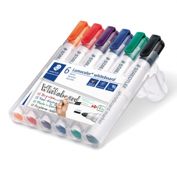 STAEDTLER LUMOCOLOR WHITEBOARD MARKER BULLET TIP 6PCS 351WP6